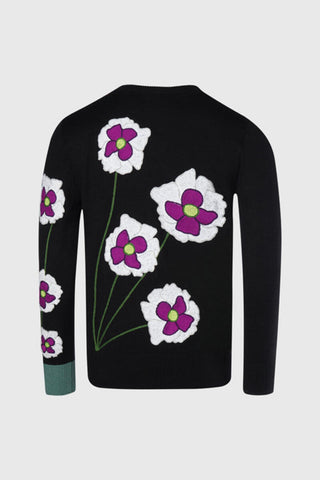 THC Opium Poppy Flower Knit Sweater (Black)