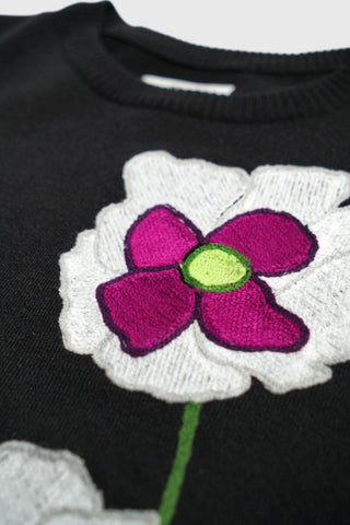 THC Opium Poppy Flower Knit Sweater (Black)