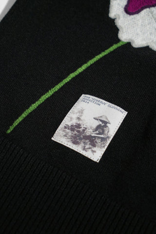 THC Opium Poppy Flower Knit Sweater (Black)