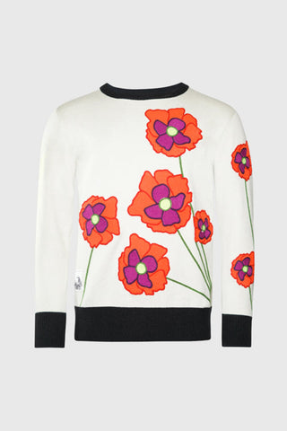 THC Opium Poppy Flower Knit Sweater (Cream)