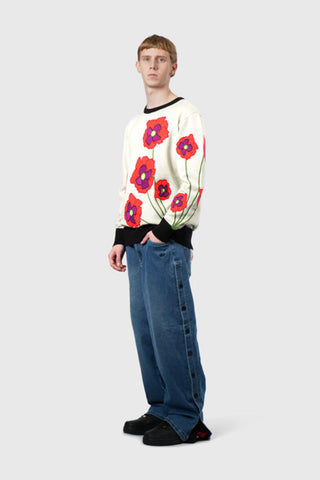 THC Opium Poppy Flower Knit Sweater (Cream)
