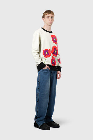 THC Opium Poppy Flower Knit Sweater (Cream)