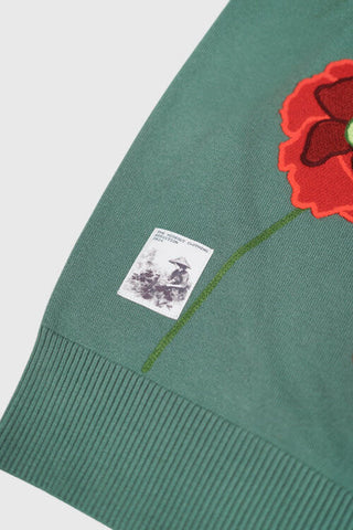 THC Opium Poppy Flower Knit Sweater (Basil Green)