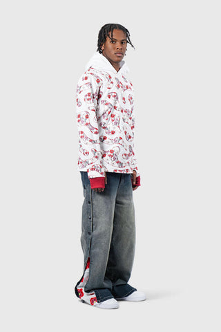 THC Opium Stone Wash Open Crochet Denim Jeans