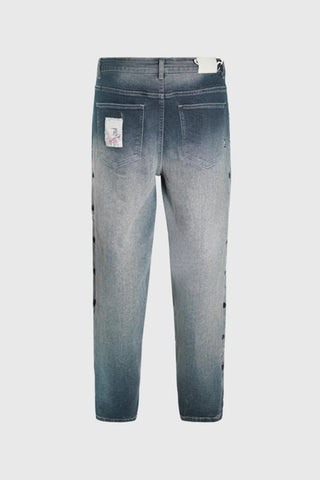 THC Opium Stone Wash Open Crochet Denim Jeans