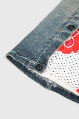 THC Opium Stone Wash Open Crochet Denim Jeans