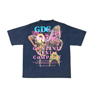 GUNZINII SKULL BUTTERFLY TEE (NAVY)