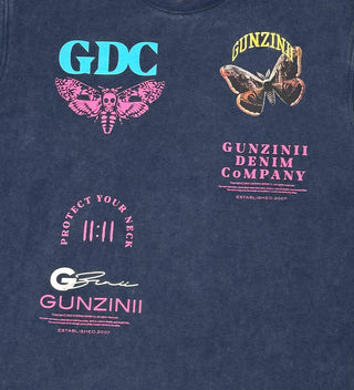 GUNZINII SKULL BUTTERFLY TEE (NAVY)