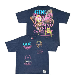 GUNZINII SKULL BUTTERFLY TEE (NAVY)