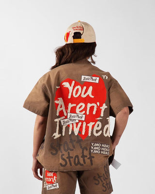 Hyde Park Cash Only Work Shirt - STAFF (Brown with Red Heart)