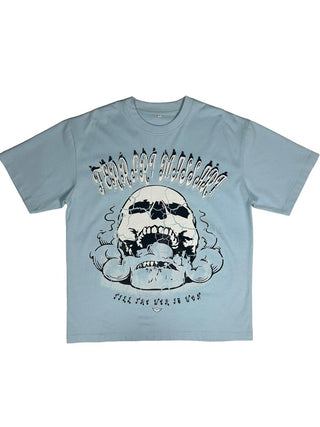 FERRARI MASSARI til the war is won skull SHIRT (LT BLUE)