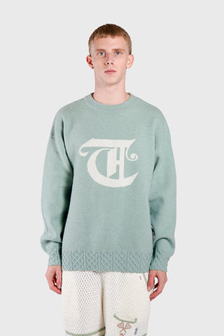 THC Racket Club Knit Crewneck Sweater (Pastel Green)