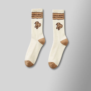 Hyde Park Y.A.I. Heart Sock (Cream & Brown & Dark)