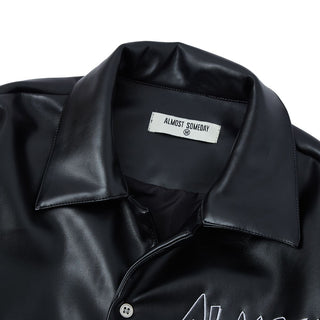 Almost Someday STARDUST VEGAN LEATHER BUTTON UP (black)
