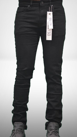 DZTR SUPER STRETCH DENIM SLIM FIT 3D TOPPER RIP (Black)