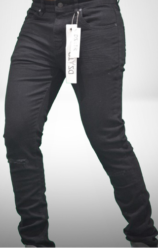 DZTR SUPER STRETCH DENIM SLIM FIT 3D TOPPER RIP (Black)