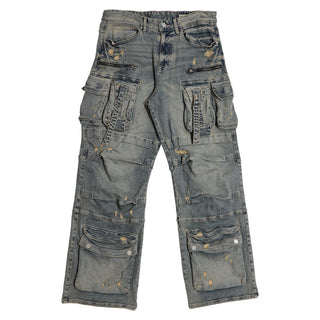 First Row Y2K UTILITY CARGO DENIM PANTS