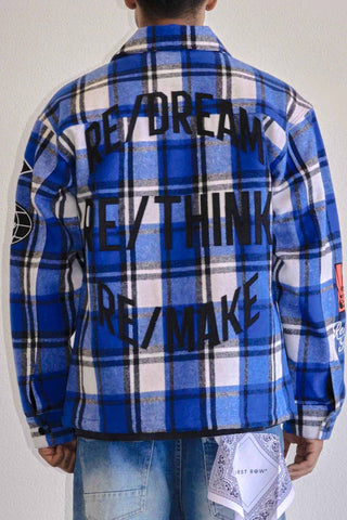 FIRST ROW DENIM RE/THINK MULTI PATCHES SHACKET (BLUE)