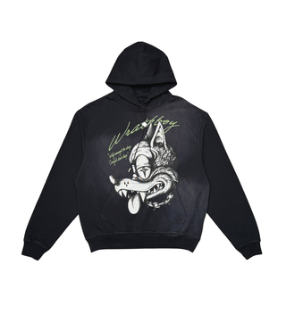 Wrathboy WOLF HEAD GOTHIC HOODIE (BLACK)