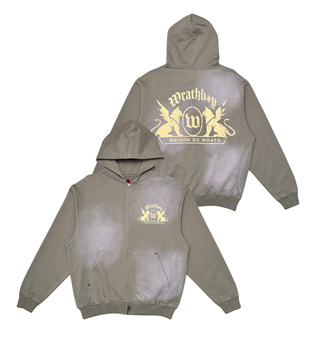 Wrathboy MAISON DE WRATH SUN FADED HOODIE ZIP (DEEP TAUPE)