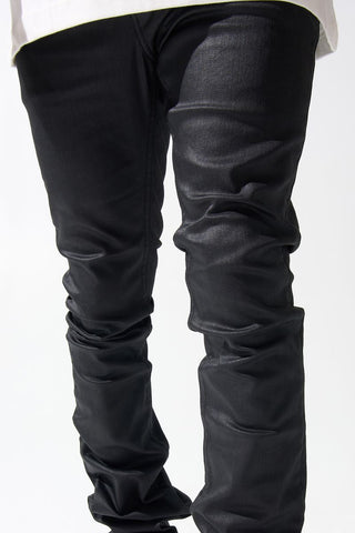 SERENEDE Caviar Wax Stacked Jeans (BLACK)