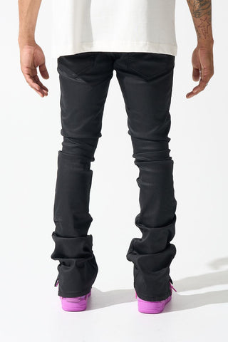 SERENEDE Caviar Wax Stacked Jeans (BLACK)