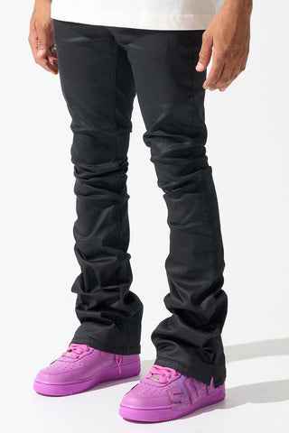 SERENEDE Caviar Wax Stacked Jeans (BLACK)