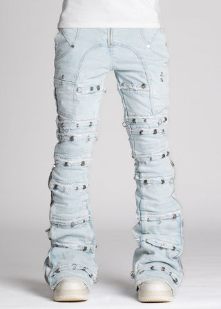 GUAPI Aqua Blue Stacked Piercing Denim (Aqua Blue)