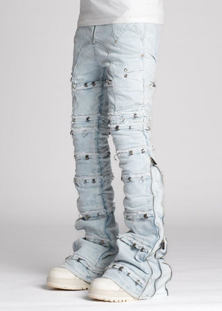 GUAPI Aqua Blue Stacked Piercing Denim (Aqua Blue)