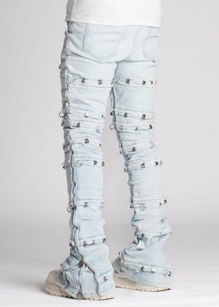 GUAPI Aqua Blue Stacked Piercing Denim (Aqua Blue)