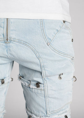 GUAPI Aqua Blue Stacked Piercing Denim (Aqua Blue)