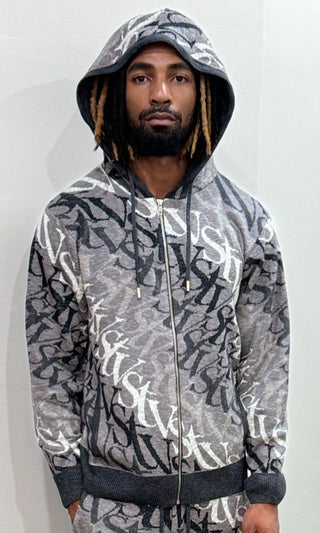 Si Tu Veux WAVE-LOGO ZIP FRONT HOODIE (CAVIAR)