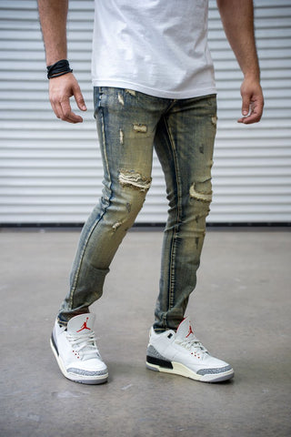 DAMATI MARCUS PREMIUM STRETCH SLIM FIT DENIM (TAN BLUE)