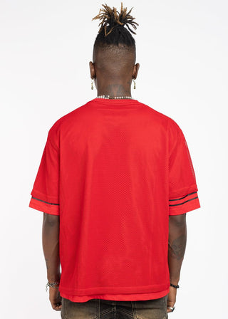 GUAPI Crimson Red Mesh Football Tee (Crimson Red)