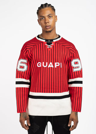 GUAPI Blood Red Knit Hockey Jersey (Red)