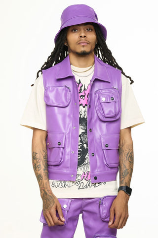 PHEELINGS FLOAT ON CARGO LEATHER VEST (ELECTRIC VIOLET)