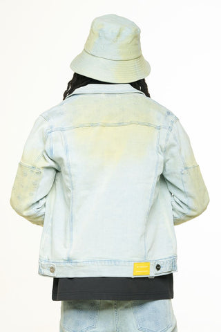 PHEELINGS MENDING HEARTS EMBOSSED DENIM JACKET (LIGHT BLUE/SAND)