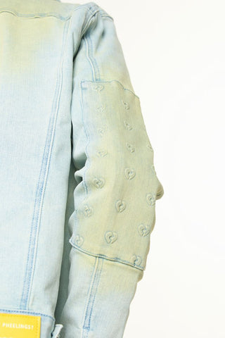 PHEELINGS MENDING HEARTS EMBOSSED DENIM JACKET (LIGHT BLUE/SAND)