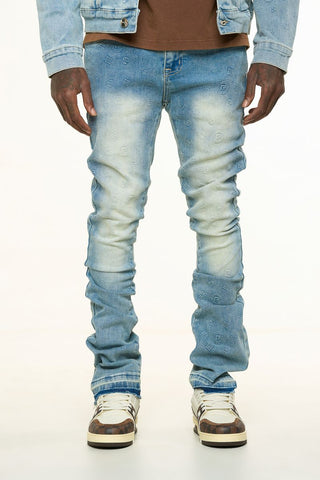 PHEELINGS NEW EMOTIONS EMBOSSED FLARE STACK DENIM (LIGHT BLUE STONE WASH)