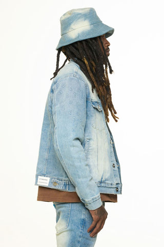 PHEELINGS NEW EMOTIONS EMBOSSED DENIM JACKET (LIGHT BLUE STONE WASH)