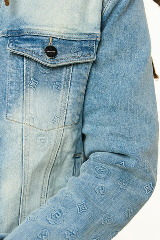 PHEELINGS NEW EMOTIONS EMBOSSED DENIM JACKET (LIGHT BLUE STONE WASH)