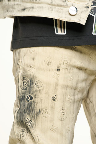 PHEELINGS NEW EMOTIONS EMBOSSED FLARE STACK DENIM (LIGHT GREY BLACK OVERDYE)