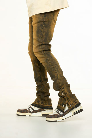 PHEELINGS EMOTIONALLY DRIVEN FLARE STACK DENIM (BROWN VINTAGE WASH)