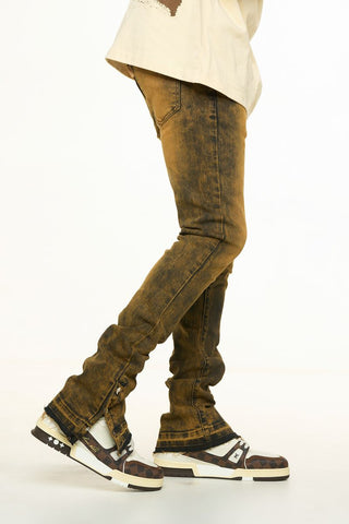 PHEELINGS EMOTIONALLY DRIVEN FLARE STACK DENIM (BROWN VINTAGE WASH)