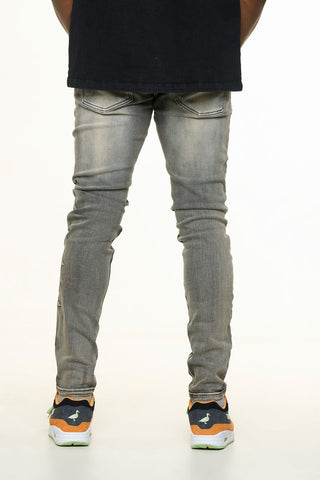 PHEELINGS LOVE IS PAIN EMBOSSED SKINNY DENIM (CHARCOAL GREY/SAND)