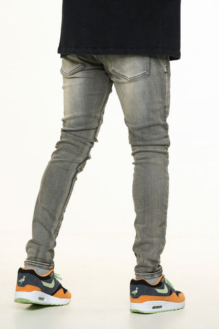 PHEELINGS LOVE IS PAIN EMBOSSED SKINNY DENIM (CHARCOAL GREY/SAND)