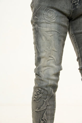 PHEELINGS LOVE IS PAIN EMBOSSED SKINNY DENIM (CHARCOAL GREY/SAND)