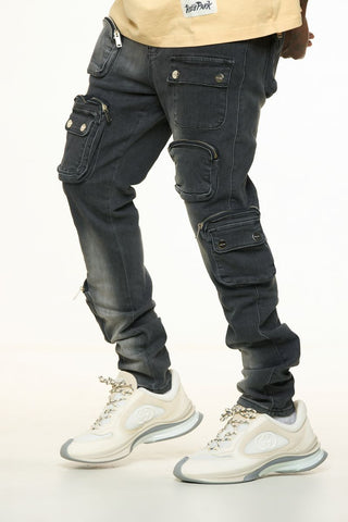 PHEELINGS LUCID DREAMS CARGO SKINNY DENIM (FADED BLACK)