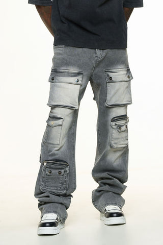 PHEELINGS HEAVY THOUGHTS CARGO BAGGY DENIM (CHARCOAL GREY WASH)