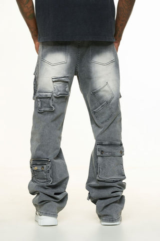 PHEELINGS HEAVY THOUGHTS CARGO BAGGY DENIM (CHARCOAL GREY WASH)